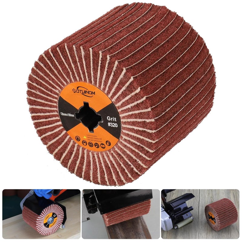 POTUINOM Non-Woven Wheel Surface Conditioning Tool, 320 Grit 120 x 100 x 19 mm Abrasive Drawing Polishing Wheel with Sandpaper for Wood Metal Burnishing Wheel 4.7"x 4" - Image 1